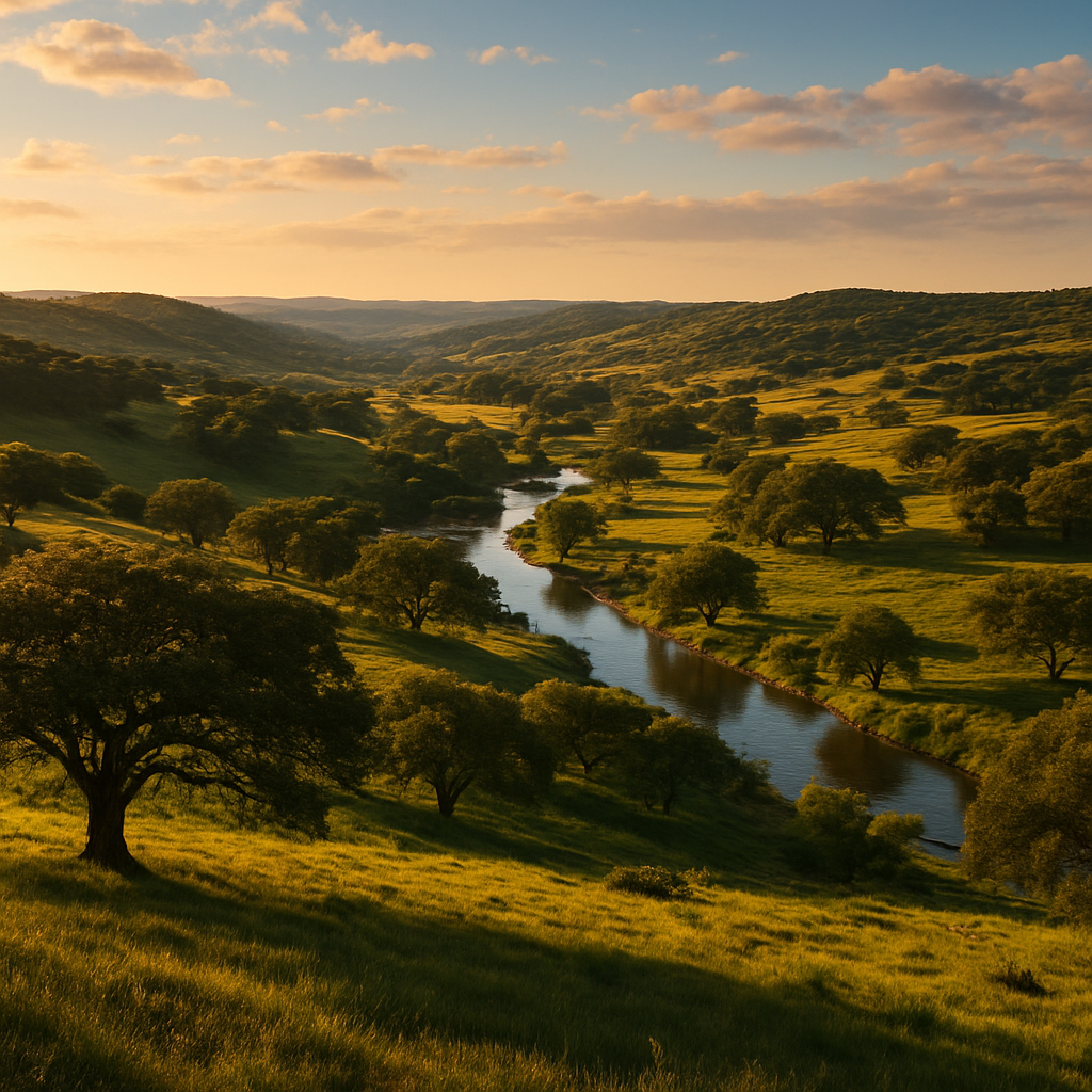 Texas Hill Country landscape at golden hour